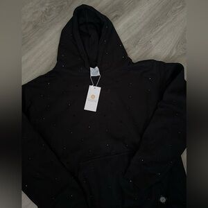 HERENCIA MICHOACAN RHINESTONE HOODIE BLACK - XL